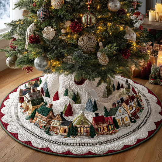 Christmas Eve Village Christmas Quilted Tree Skirt NCU0PT10272