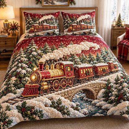 Christmas Express 3-Piece Quilted Bedding Set SN0TD748