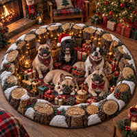 Christmas French Bulldog Quilted Round Mat SN0TD879