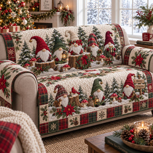 Christmas Gnome Forest Quilted Sofa Cover SN0DV635