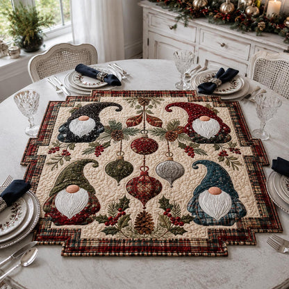 Christmas Gnome Quartet Custom Shape Quilted Table Topper SN0DV306