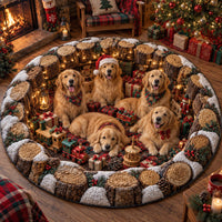 Christmas Golden Retriever Quilted Round Mat SN0TD802