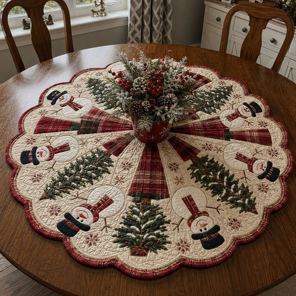 Christmas Hearth Memories Custom Shape Quilted Table Topper SN0PT693