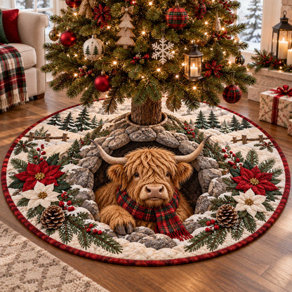 Christmas Highland Christmas Quilted Tree Skirt SN0TD637