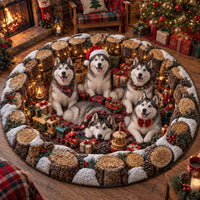 Christmas Husky Quilted Round Mat SN0TD882