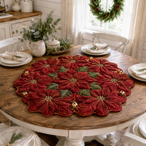 Christmas Joy Custom Shape Quilted Table Topper SN0TD121