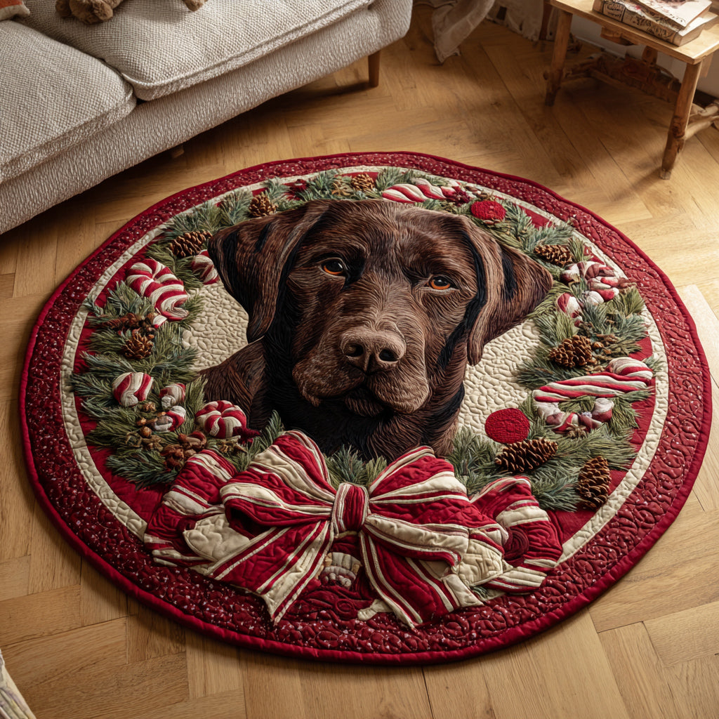 Christmas Labrador Retriever Quilted Round Mat NCU0HH322