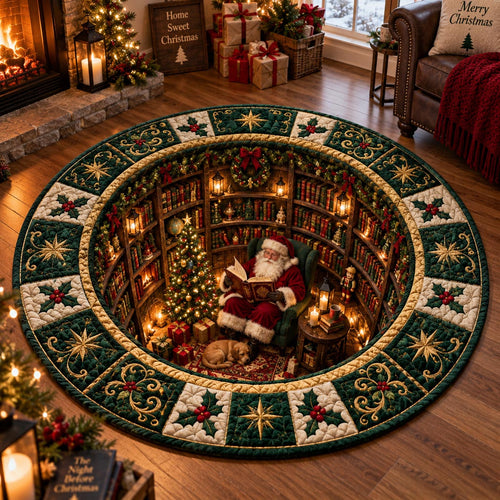 Christmas Library Portal Quilted Round Mat SN0DV709