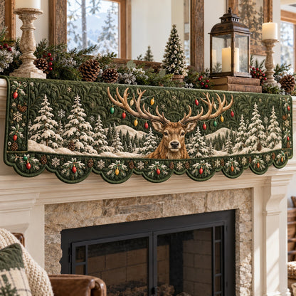 Christmas Lights Stag Quilted Mantel Scarf SN0TV1035