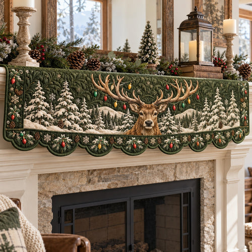 Christmas Lights Stag Quilted Mantel Scarf SN0TV1035