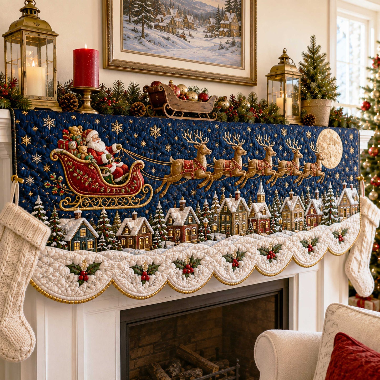Christmas Magic Quilted Mantel Scarf SN0TD201