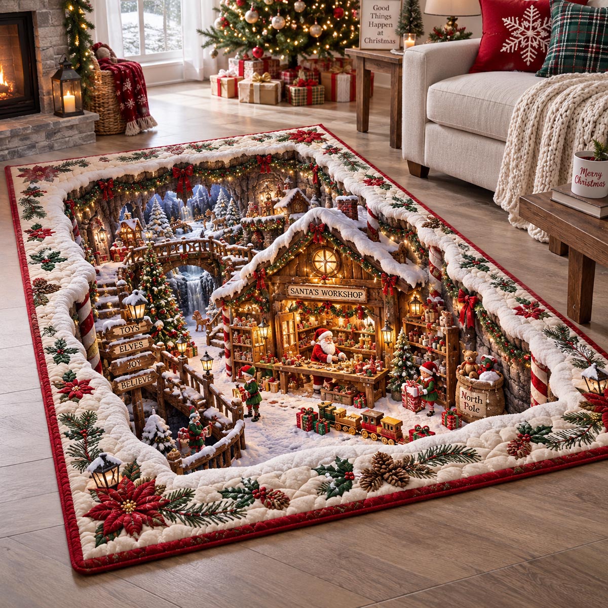 Christmas Market Village Area Rug SN0DV883