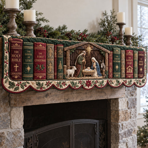 Christmas Nativity Quilted Mantel Scarf SN0TV569