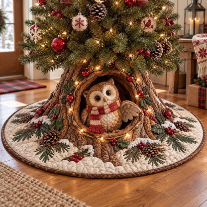 Christmas Owl Christmas Quilted Tree Skirt SN0TD641