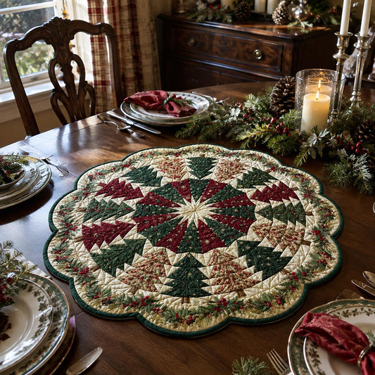 Christmas Patchwork Custom Shape Quilted Table Topper SN0DV424