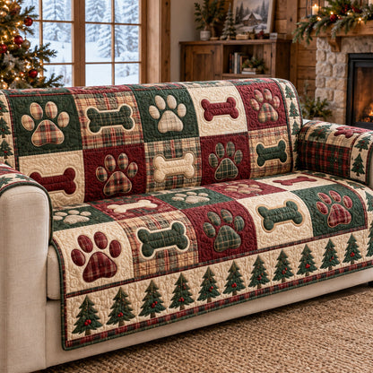 Christmas Paw Lodge Quilted Sofa Cover SN0TV398