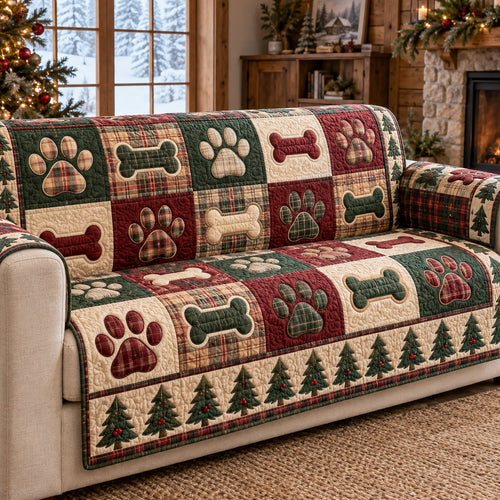 Christmas Paw Lodge Quilted Sofa Cover SN0TV398