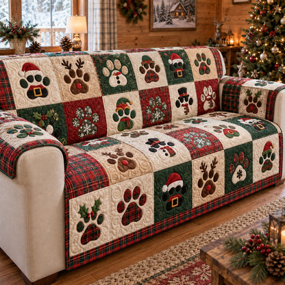 Christmas Paw Meadow Quilted Sofa Cover SN0TV387
