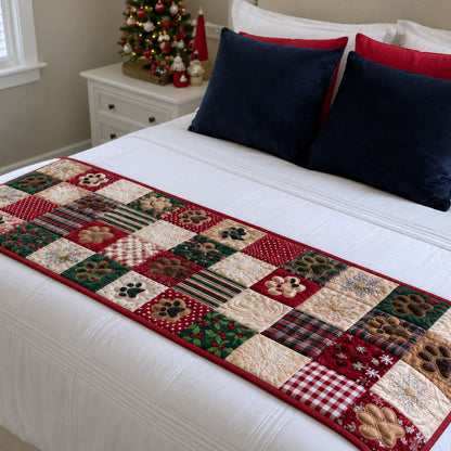 Christmas Paw Patchwork Quilted Bed Runner SN0PT358