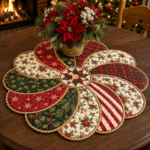 Christmas Petals Custom Shape Quilted Table Topper SN0TV098
