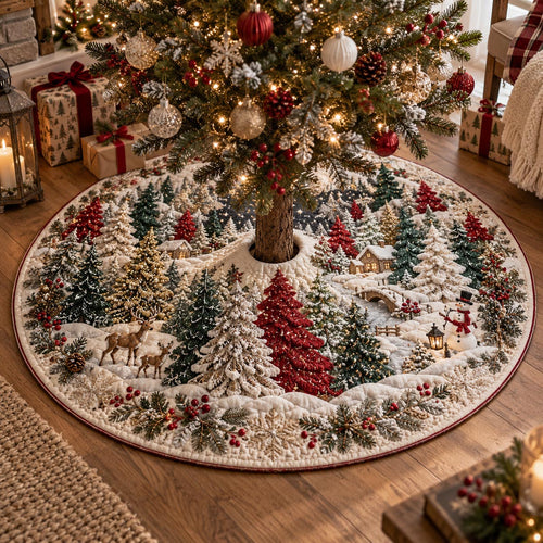 Christmas Pine Forest Christmas Quilted Tree Skirt SN0DV911