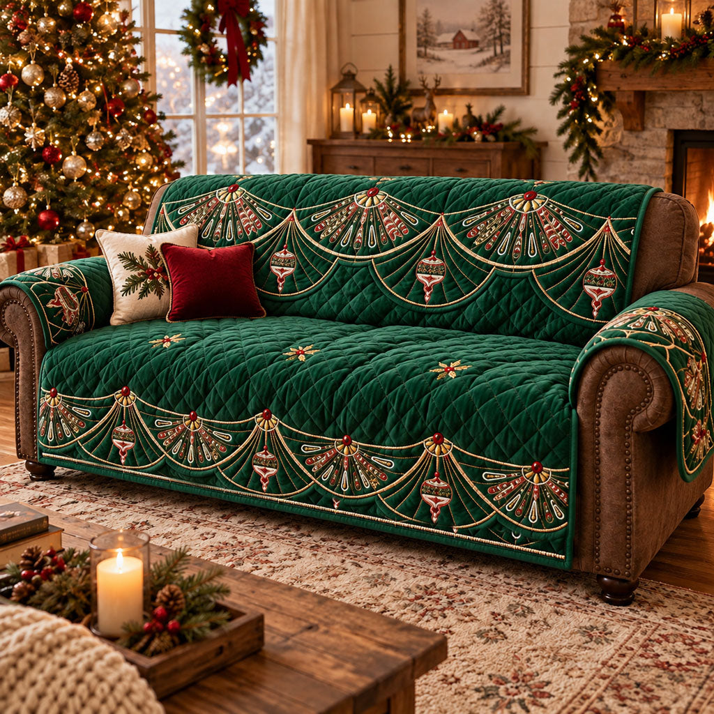 Christmas Pinecone Charm Quilted Sofa Cover SN0PT1382