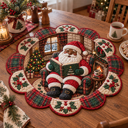 Christmas Reading Nook Custom Shape Quilted Table Topper SN0TV491