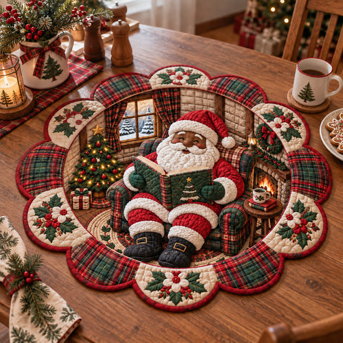 Christmas Reading Nook Custom Shape Quilted Table Topper SN0TV491