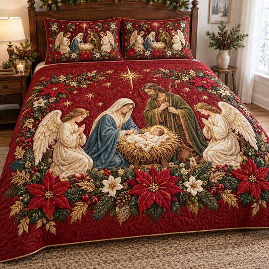 Christmas Reverence 3-Piece Quilted Bedding Set SN0TV802