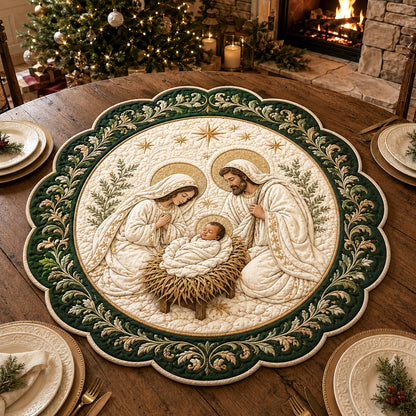 Christmas Reverence Custom Shape Quilted Table Topper SN0TV140