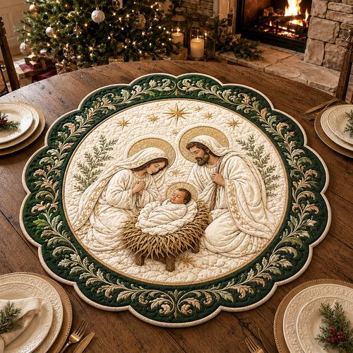 Christmas Reverence Custom Shape Quilted Table Topper SN0TV140