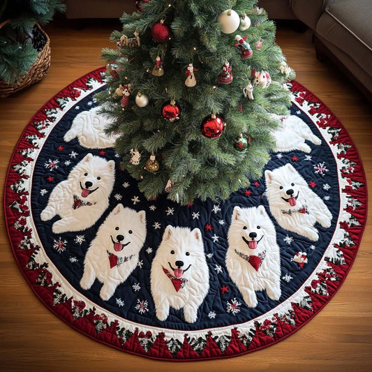 Christmas Samoyed Christmas Quilted Tree Skirt NCU0DK1799