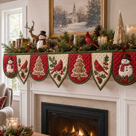 Christmas Sparkle Quilted Mantel Scarf SN0TD428
