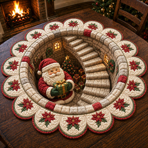 Christmas Stairway Custom Shape Quilted Table Topper SN0TV175