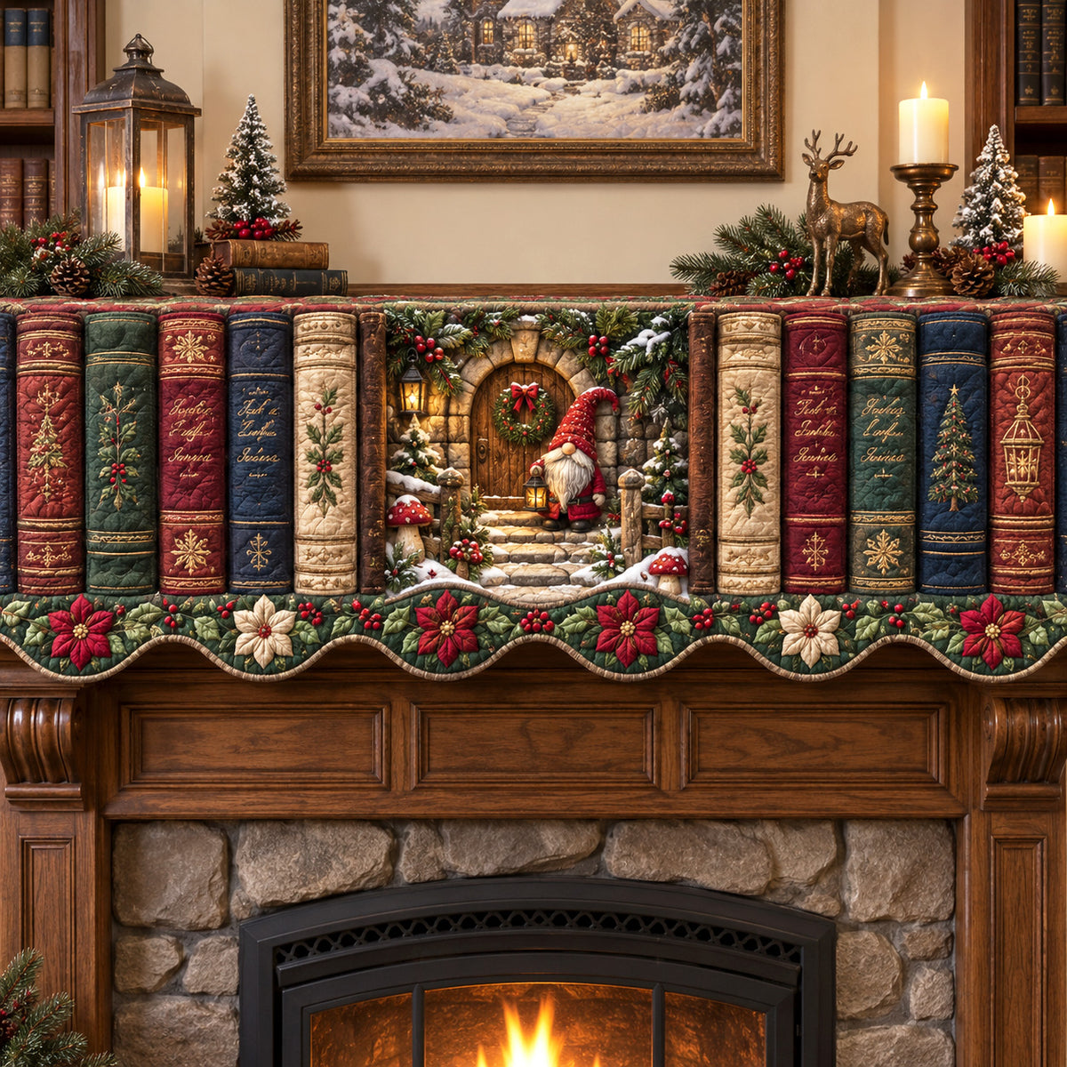 Christmas Storybook Quilted Mantel Scarf SN0TV602