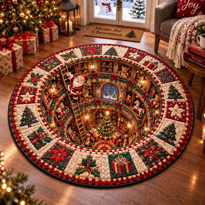 Christmas Storybook Town Quilted Round Mat SN0DV835