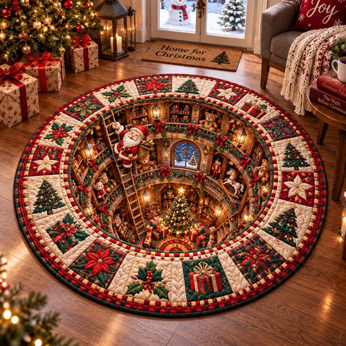 Christmas Storybook Town Quilted Round Mat SN0DV835
