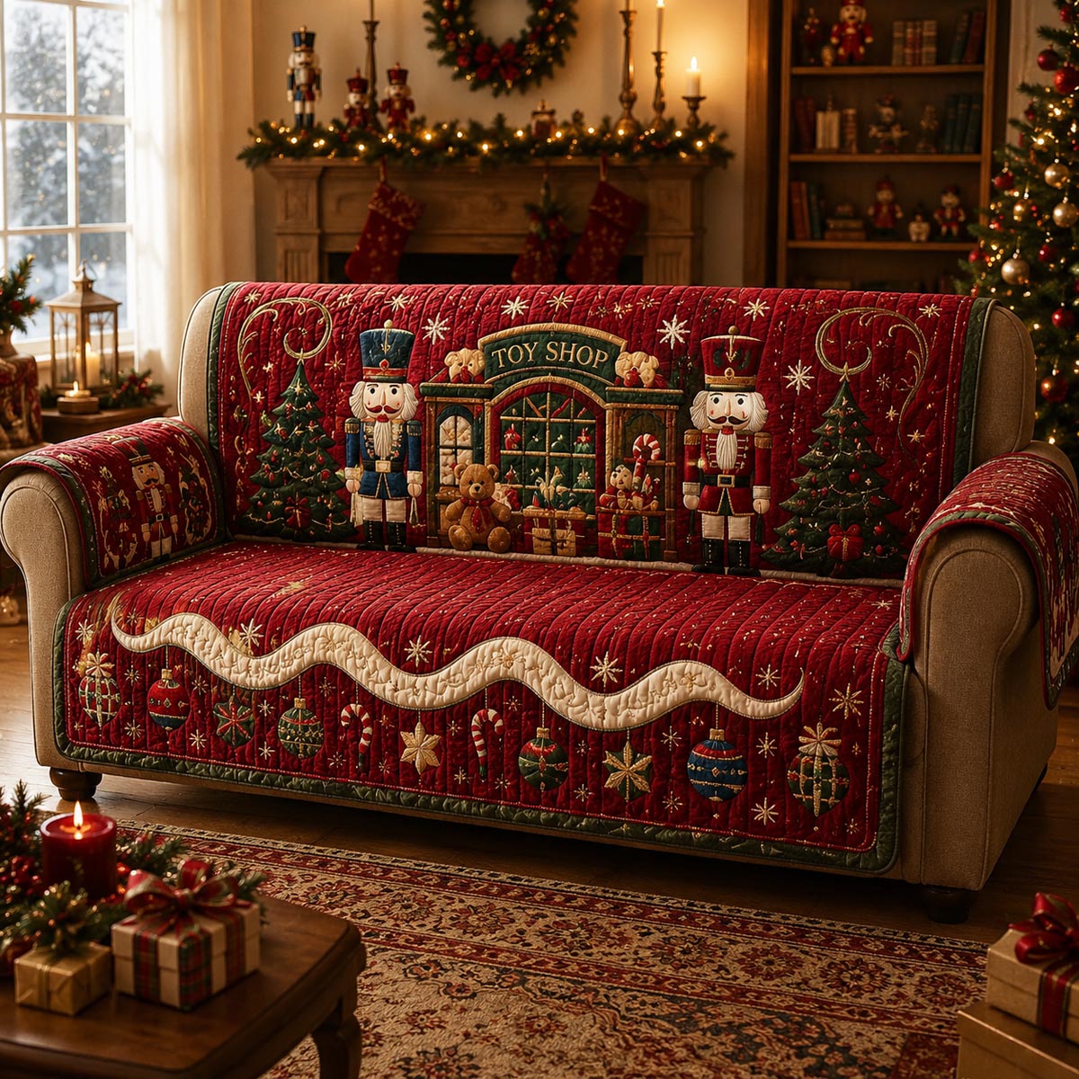 Christmas Toy Shop Quilted Sofa Cover SN0DV144