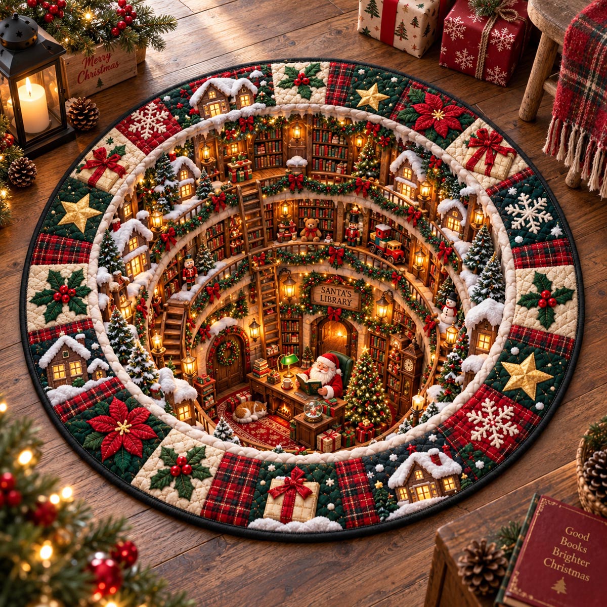 Christmas Toy Workshop Quilted Round Mat SN0DV834