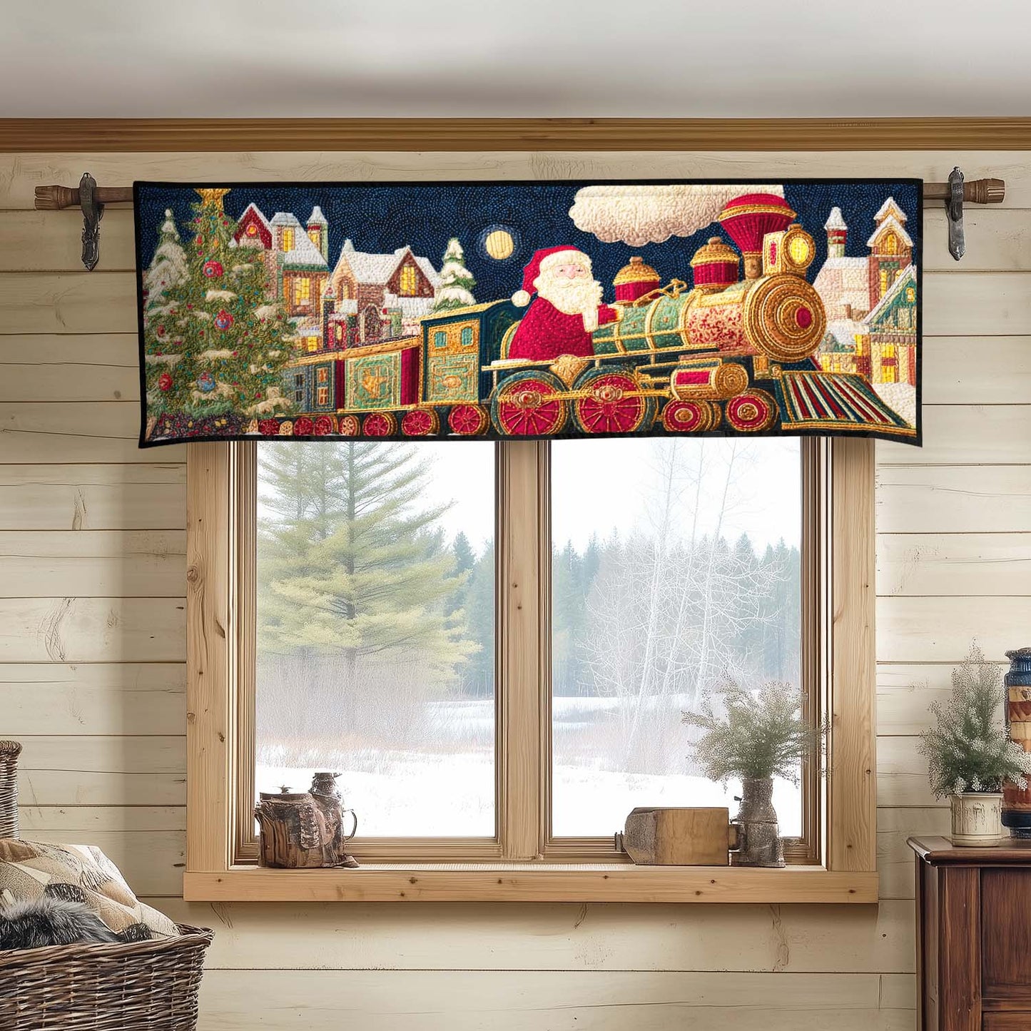 Christmas Train Journey Quilted Valance NCU0TD1472