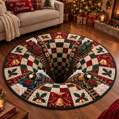 Christmas Train Spiral Quilted Round Mat SN0DV763