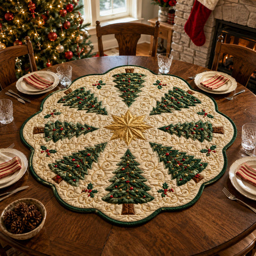Christmas Tree Custom Shape Quilted Table Topper SN0TD160