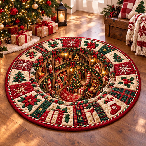 Christmas Tree Hideaway Quilted Round Mat SN0DV827