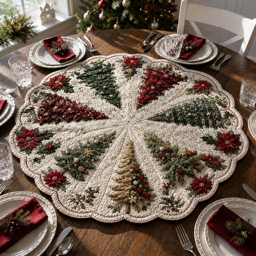 Christmas Tree Medallion Custom Shape Quilted Table Topper SN0DV417