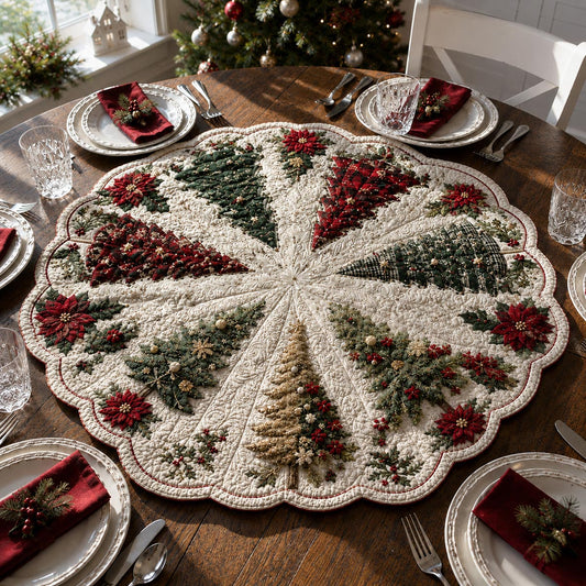 Christmas Tree Medallion Custom Shape Quilted Table Topper SN0DV417