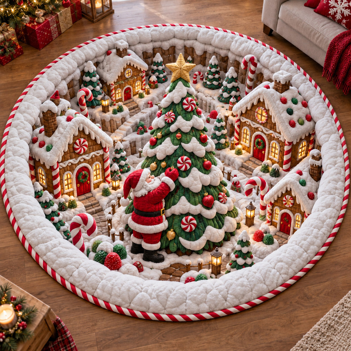 Christmas Village Glow Quilted Round Mat SN0TV438
