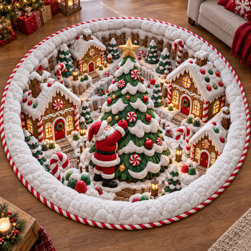 Christmas Village Glow Quilted Round Mat SN0TV438
