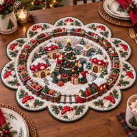 Christmas Village Joy Custom Shape Quilted Table Topper SN0TV474