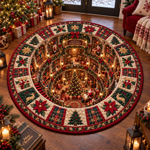 Christmas Village Spiral Quilted Round Mat SN0DV821