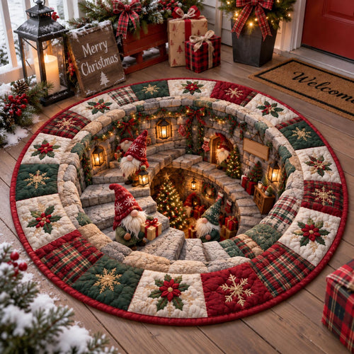Christmas Village Tunnel Quilted Round Mat SN0DV711